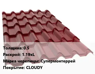 Металлочерепица 0.5 1.19хL Марка: Супермонтеррей Покрытие:CLOUDY